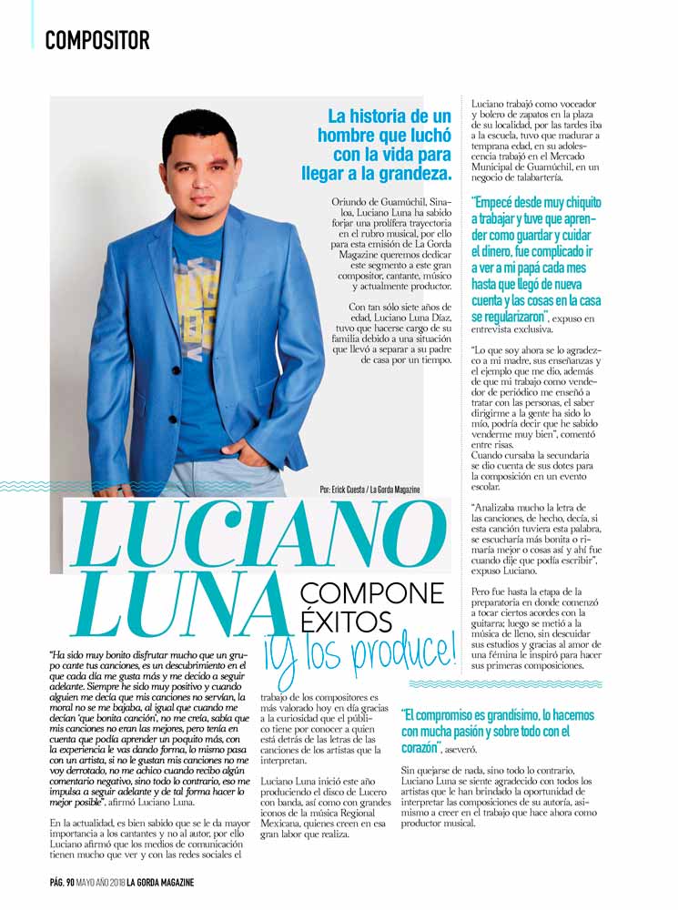 Luciano Luna, Compositor Del Mes, La Gorda Magazine