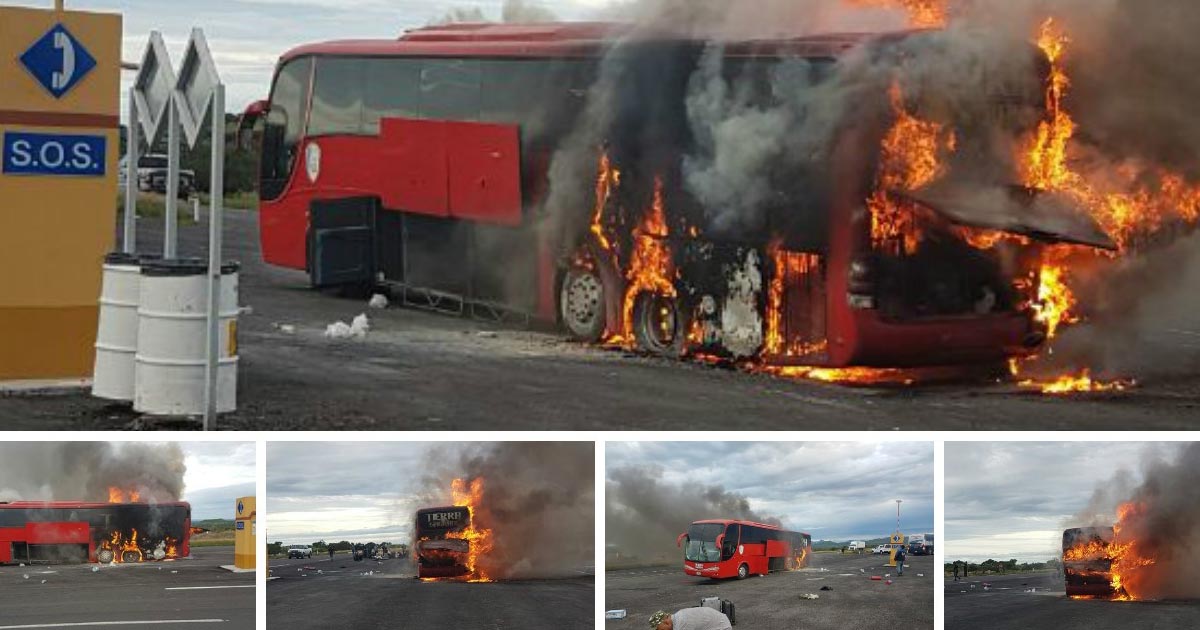 Impresionante; arde en llamas el autobús de Banda Tierra Sagrada