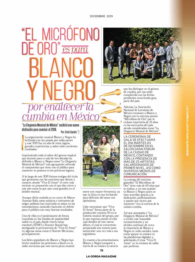 Blanco y Negro, La Gorda Magazine, diciembre 2019