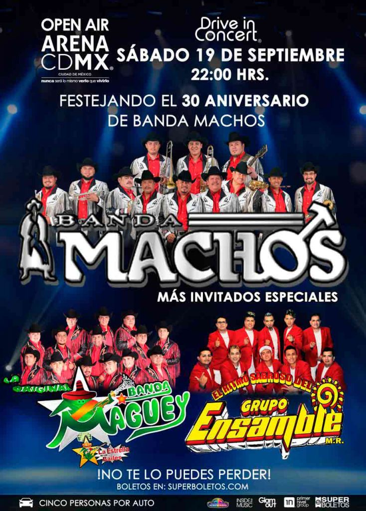 Banda Machos tiene una cita programada para el sábado 19 de septiembre a las 22:00 horas para un autoconcierto en la Arena CDMX.