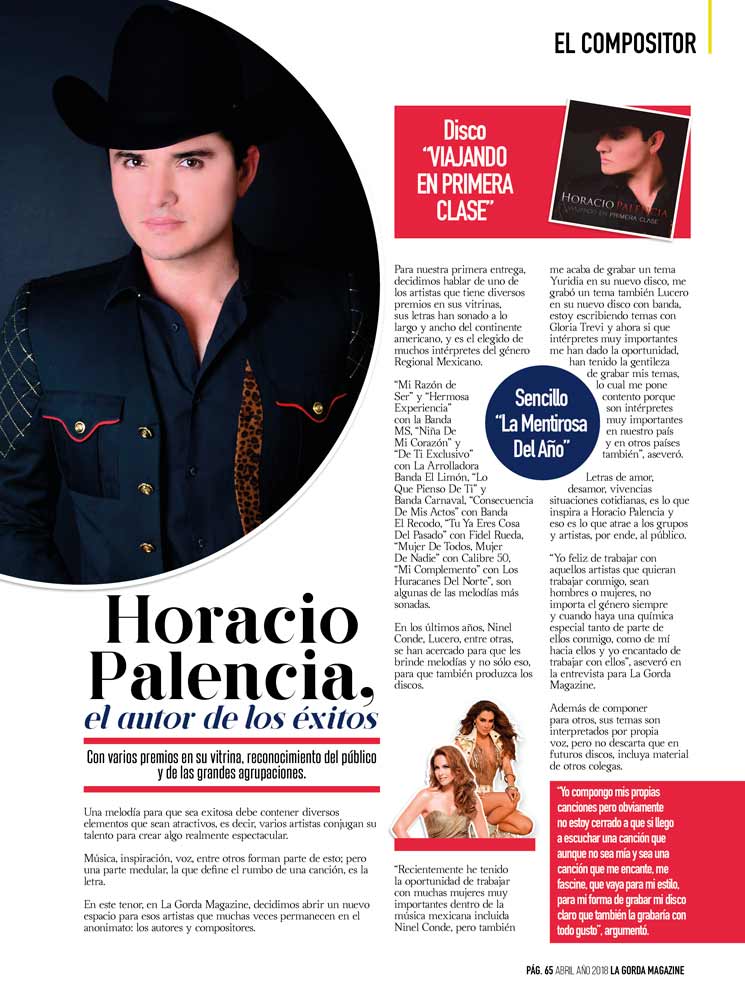 Horacio Palencia, Compositor Del Mes, La Gorda Magazine