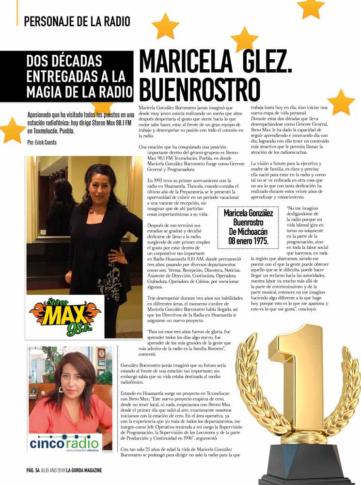 Maricela González Buenrostro, Personaje De La Radio, La Gorda Magazine