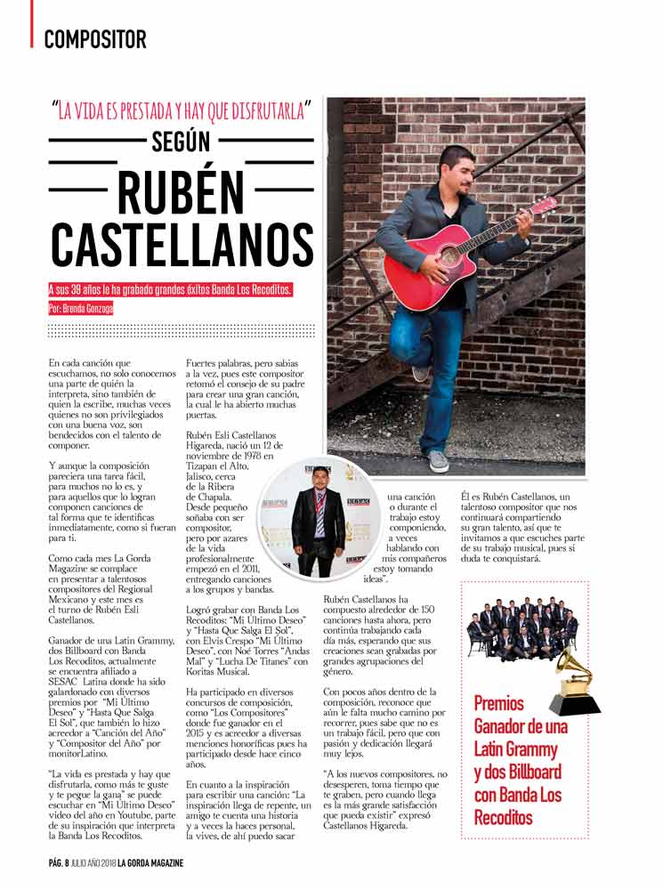 Rubén Esli Castellanos, Compositor Del Mes La Gorda Magazine