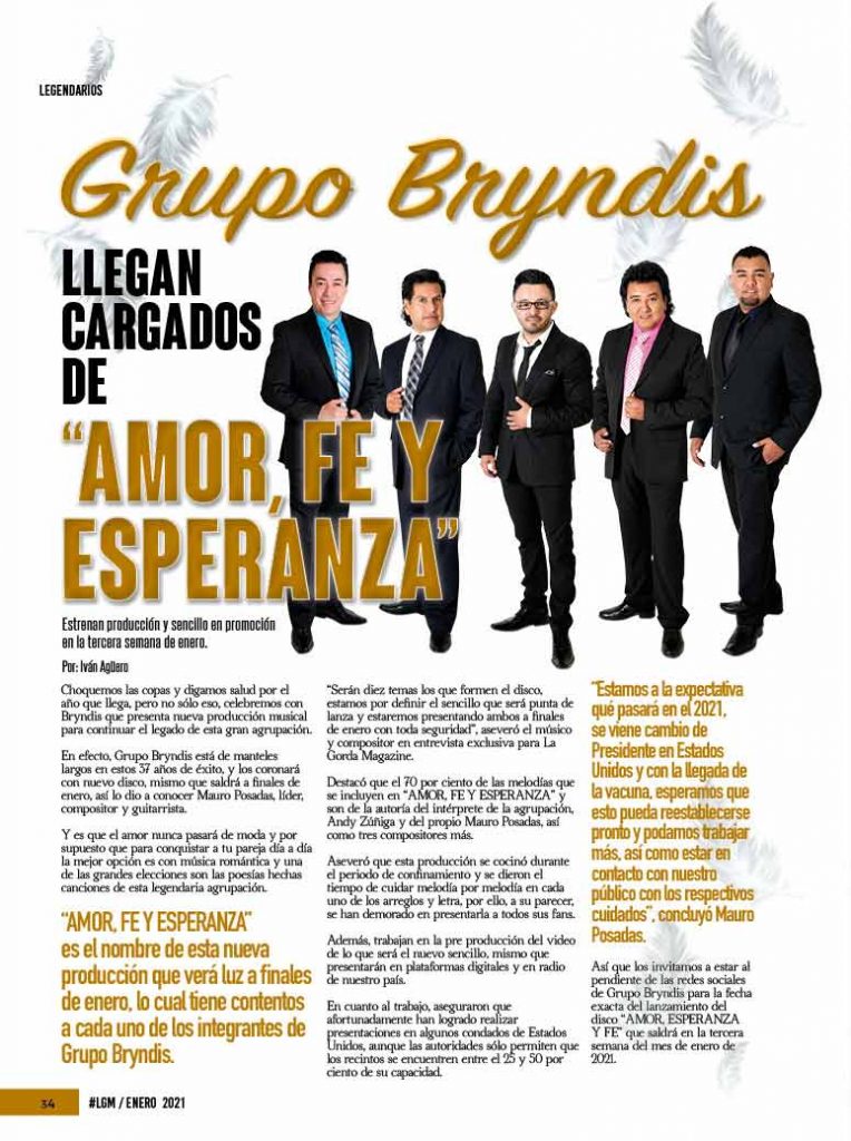Grupo Bryndis, La Gorda Magazine Enero 2021