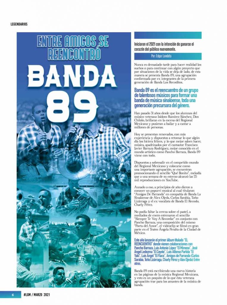 Banda 89, La Gorda Magazine Marzo 2021