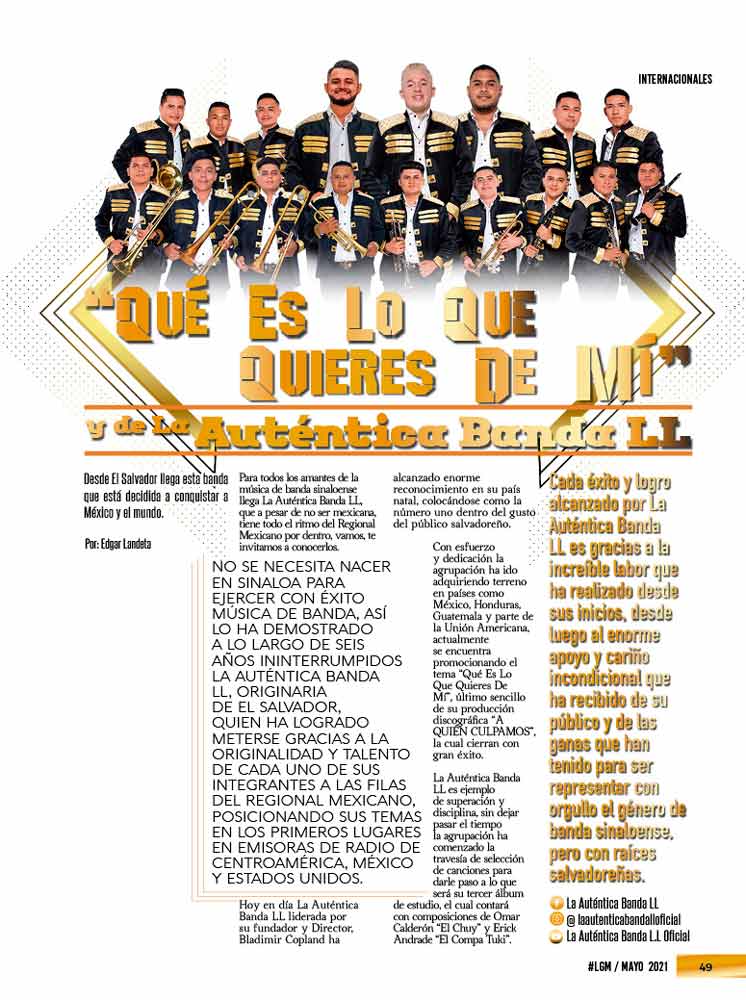 La Auténtica Banda LL, La Gorda Magazine Mayo 2021